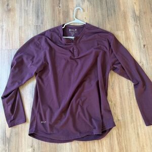 BYLT basics Long Sleeve Henley Shirt in Burgundy